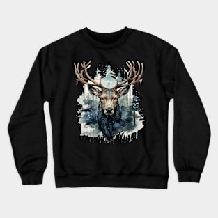 Elk deer nature Scandinavian forest Crewneck Sweatshirt